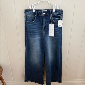 Risen Wide Leg Denim Jeans